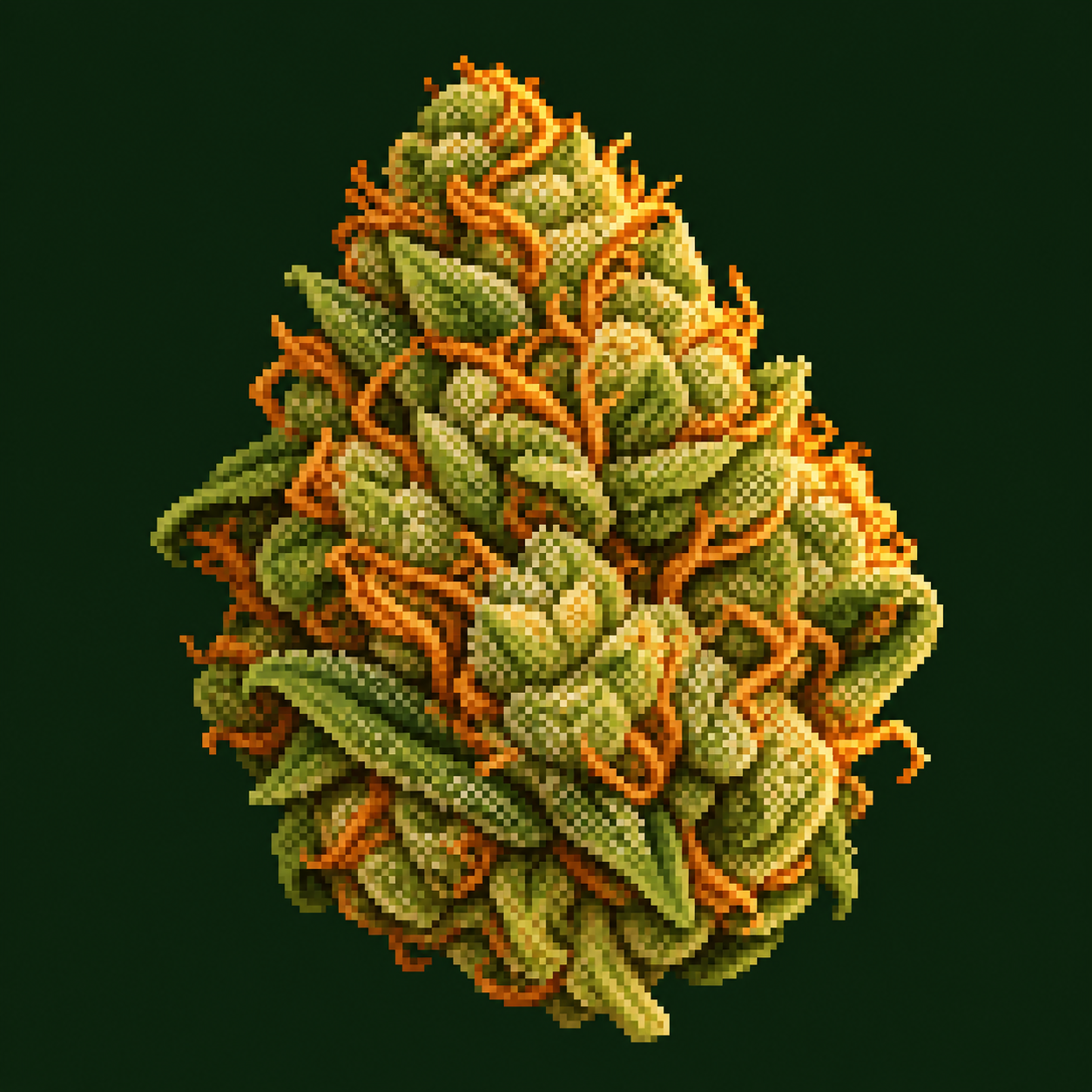Un cogollo de marihuana en pixel art